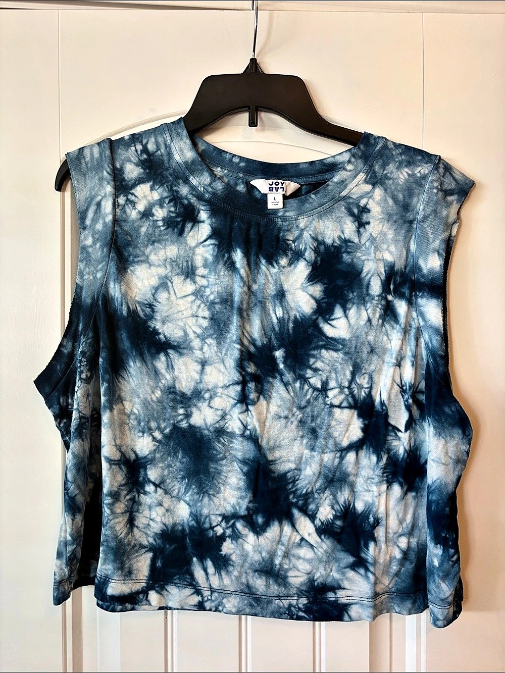 JoyLab Tie-Dye Muscle Tank Top in Blue & White Large